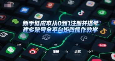 新手低成本从0到1注册并搭建多账号全平台矩阵操作教学，手机号-邮箱-IP-工具-氢气球网创资源库