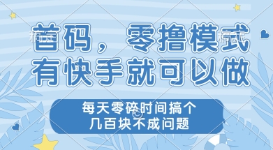 首码零撸项目，有快手就可以做，每天业务时间搞个几张不是问题【揭秘】-氢气球网创资源库