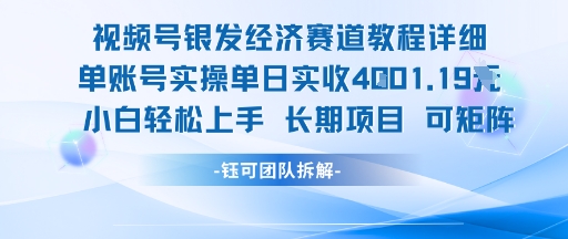视频号银发经济赛道单账号实操单日实收1k+，小白轻松上手长期项目-氢气球网创资源库
