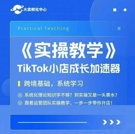 大卖家孵化中心TikTok实操课，TikTok小店成长加速器，跨境基础系统学习，一步一步带你开店-氢气球网创资源库