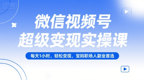 微信视频号超级变现实操课，每天1小时，轻松变现，宝妈职场人副业首选-氢气球网创资源库
